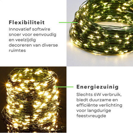 Cheqo® Kerstverlichting - Kerstboomverlichting - Kerstlampjes - 800 LED - 24M - Voor Binnen en Buiten - Timer - Warm Wit - 8 Lichtfuncties - Lang Snoer - Soft Wire Verlichting - Sfeerverlichting - Feestverlichting Kerstboomverlichting