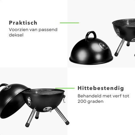 Cheqo® Kogelbarbecue - Houtskoolbarbecue - Houtskool Bbq - Kogel Bbq - Kolenbarbecue - Kogelgrill - Ronde Barbecue - Ronde Bbq - Barbecue Met Deksel - Houtskoolgrill - Draagbare Houtskool Bbq - Draagbare Barbecue