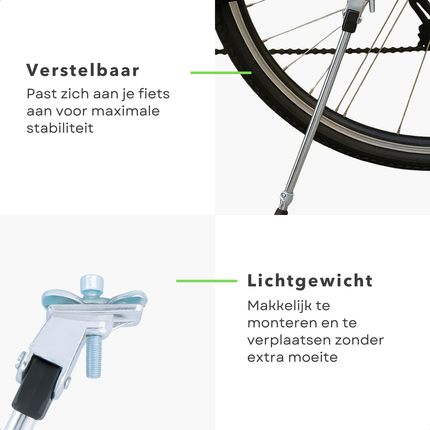 Cheqo® Fietsstandaard Aluminium - Verstelbaar - Fiets Standaard - Zijstandaard - Lichtgewicht