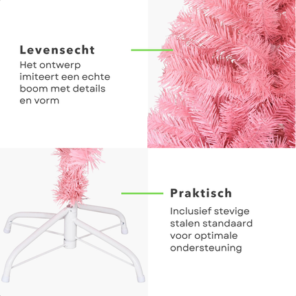 Cheqo® Roze Kerstboom - Kerstboom - Kunstkerstboom 150 cm - PVC - Met Standaard - Binnen/Buiten Gebruik