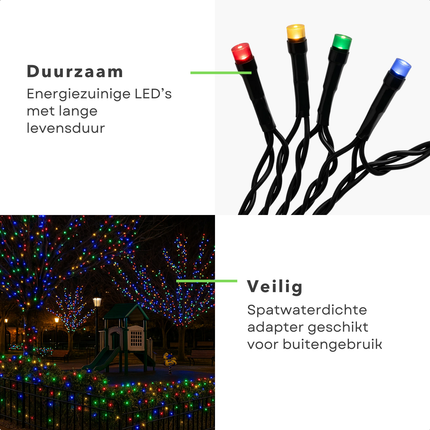Cheqo® Micro Cluster Kerstverlichting - Kerstlampjes - Kerstboomverlichting - 1200 LED Lampjes - 24 Meter Lichtsnoer - Multicolor LED - Kerstverlichting Binnen en Buiten - 8 Lichtfuncties met Geheugen - Geschikt voor Kerstboom - Multicolor