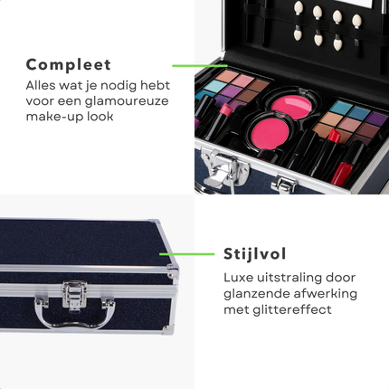 Cheqo® Make-Up Koffer - Complete Make Up Set voor Kinderen - Inclusief Oogschaduw en Nagellak
