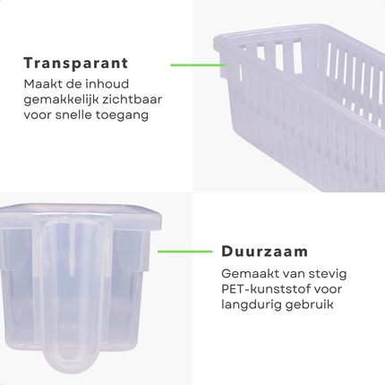 Cheqo® Keuken Organizer - Keukenkast Organizer - Koelkast Organizer - Koelkast Bakje - Transparant Plastic - Handige Opbergbak