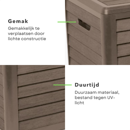 Cheqo® Kussen Opbergbox - Kussenbox - Tuinkussenbox - Tuinkussen Box - Weerbestendig & Verrijdbaar - Opbergbox Tuin voor Buiten - 420 L - Taupe