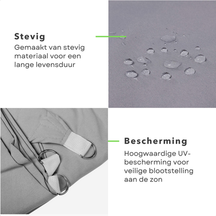 Cheqo® Schaduwdoek Driehoek - Grijs - Waterafstotend Polyester 100% - Compleet met Touw - Verpakt in Afsluitbare Draagzak - 360x360x360cm
