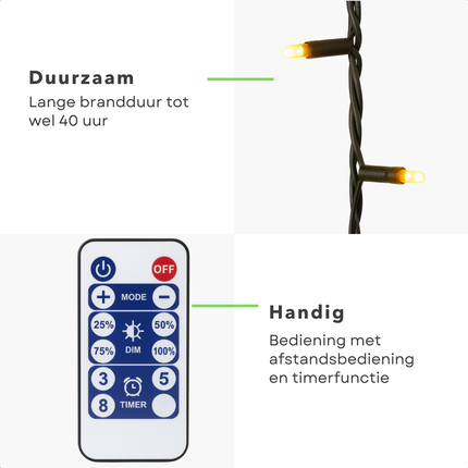 Cheqo® Solar Ijspegelverlichting - Ijspegel Verlichting - Kerstverlichting Buiten - 780 cm Lichtgordijn - 240 LED - USB - Afstandsbediening - Warm Wit licht - Timer - 13 Functies met Geheugen