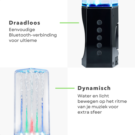 Cheqo® Dansende Water Bluetooth Speaker Draadloos - 6W Geluid - LED Lichtshow - Draadloos en Waterdicht