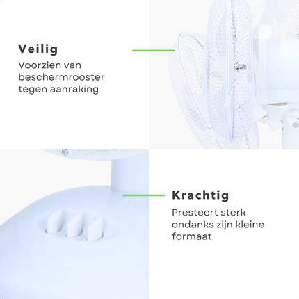 Cheqo® Tafelventilator - Stille Witte Ventilator Tafelmodel - Kantelbaar en Oscillerend - Verkoeling - Fan - Airco Alternatief