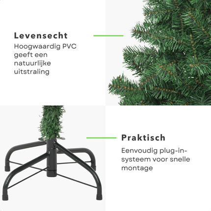 Cheqo® Kunstkerstboom PVC - Kunst Kerstboom - 150 cm - 380 Takken - Inclusief Standaard - Geschikt voor Binnen en Buiten