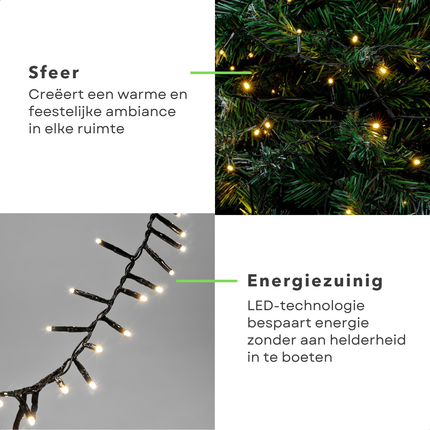 Cheqo® Kerstverlichting Binnen En Buiten - 540 LED Lampjes - Warme LED Verlichting - Energiezuinige Kerstverlichting - IP44 Kerstlampjes - 11,5 Meter Lichtslinger - Feestelijke Sfeer Verlichting - Duurzame Kerstboomverlichting