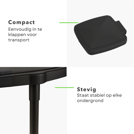 Cheqo® Camping Vuilniszakhouder 60L – Opvouwbare Vuilniszak Houder met Deksel – Lichtgewicht & Stevig – Kunststof en Metaal – Vuilniszakhouder voor Buiten, Tuin, Festivals & Kamperen – Inklapbare Afvalzakhouder Zwart