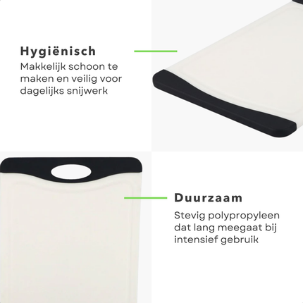 Cheqo® Grote Snijplank Zwart/Wit - XXL Snijplank - Antislip Randen - Met Handgreep - Snij Plank - Hygiënisch Ontwerp - Geschikt Voor Dagelijks Gebruik - Stevige Snijplank