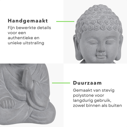 Cheqo® Boeddha Beeld - Buddha Tuinbeeld - Zittend Tuinbeeld - Ornament - Boeddha Hoofd