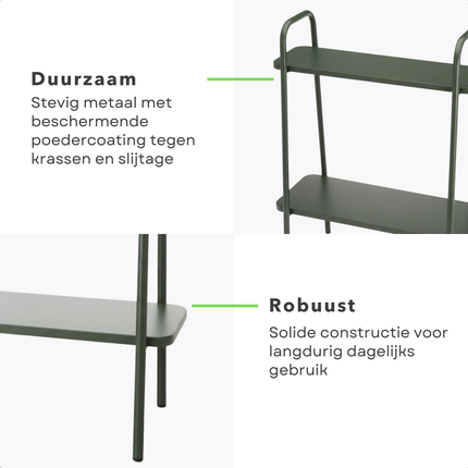 Cheqo® Bloemenrek - Plantenrek - Plantenstandaard - Plantenrek Binnen - Plantenrek Buiten - Bloemenrek Binnen - Bloemenrek Buiten - Groen Bloemenrek - Groen Plantenrek - Plantenrek met Niveaus - Plantenstandaard met Verdiepingen