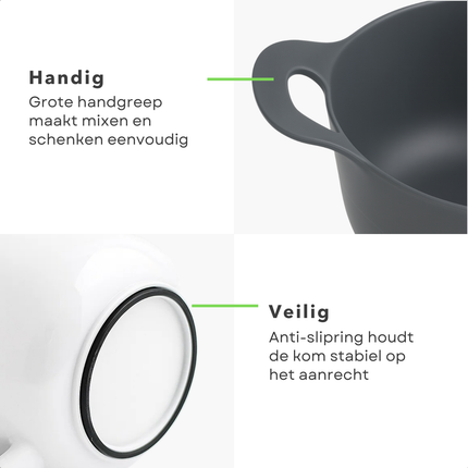 Cheqo® Mengkom Set - Beslagkommen - Kunststof Mengkommen - Anti-Slipring - Grote Handvat - Schenktuit - Moderne Keuken - Stapelbare Kommen - Meng Kom - Mengkom Set - Beslag Kom - Beslagkom - Kommenset