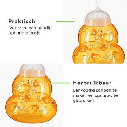 Cheqo® Wespenvanger - Wespenval - Wespenval Buiten - Wespenvanger Buiten - Insectenval - Insectenvanger - Wespentrap - Hangende Wespenvanger - Hangende Wespenval