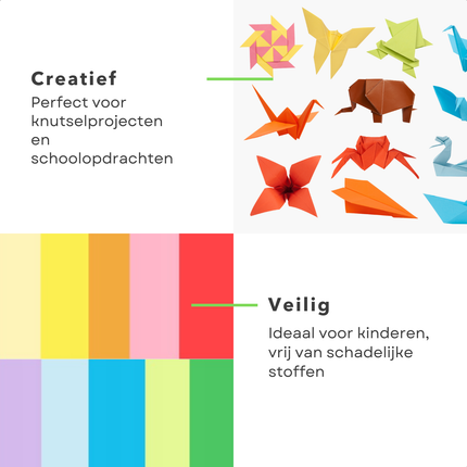 Cheqo® Vouwkarton - Vouwblaadjes - Knutselpapier - Knutsel Papier - 110 Grams - Origami Papier Kinderen - 20x20 cm - Kleurrijk Knutselpapier - 50 Stuks