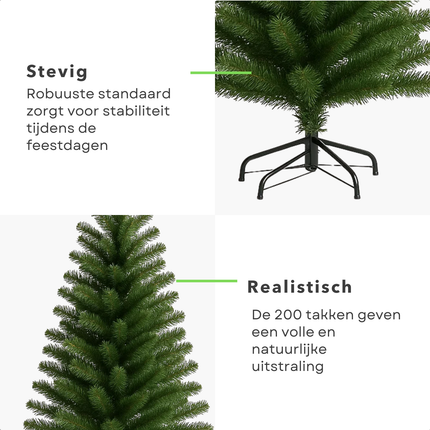 Cheqo® Kunstkerstboom 120 Cm - Kerstboom Met Standaard - Kerstdecoratie Voor Binnen - Kerstboom Zonder Verlichting - Realistische Kerstboom - Kerstboom Voor Thuis - Kerstboom Voor Kantoor - Kerstboom Met 200 Takken - Kerstboom Groen