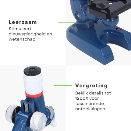 Cheqo® Microscoop Voor Kinderen - Kindermicroscoop Set - Educatief Speelgoed - Inclusief LED Verlichting