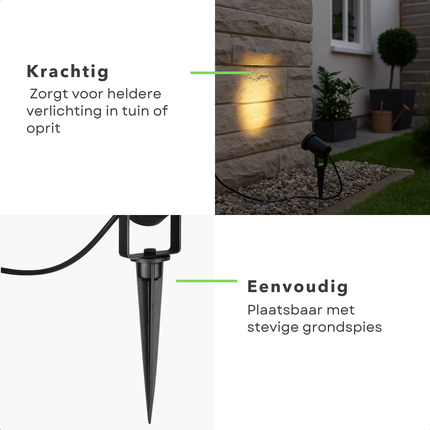 Cheqo® LED Prikspot - Spikespot - Warm Wit - Zwart Metaal - Buitenverlichting - Tuinspot - Energiezuinig - Padverlichting - Tuinverlichting - Tuinlamp - Priklamp - Tuin Spot - Tuinverlichting