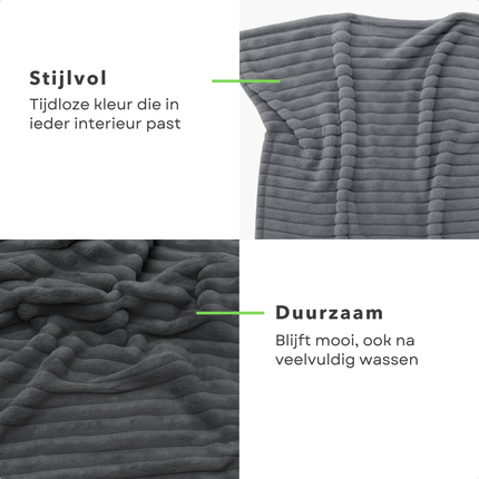 Cheqo® Grijze Fleece Deken - 150x200 cm - Zachte Plaid - Warme Deken - Voor Bank Of Bed - Polyester Fleece - Ultiem Comfort - Wasbaar Op 30 Graden - 100% Polyester - Dekentje - Fleece Materiaal
