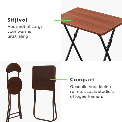 Cheqo® Universele Tafel Set met Stoel - Bureau - Eettafel - Kindertafel - Klaptafel Met Stoel - Ideaal voor Kinderen - Kinderkamer - MDF - Bruin