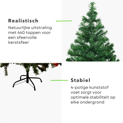 Cheqo® Kunstkerstboom Zilverspar - Kerstboom 150 cm - Veel Toppen - Duurzaam - Kunststof Voet