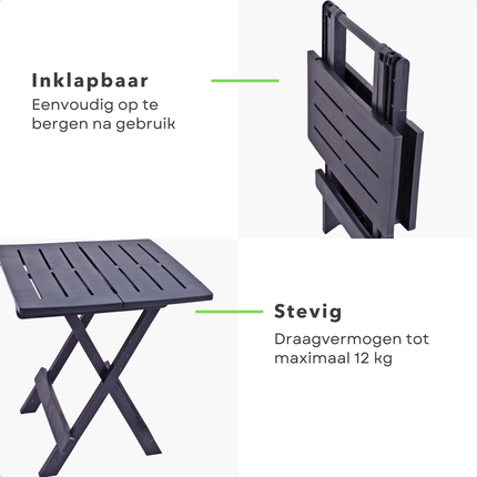 Cheqo® Campingtafel - Vouwtafel - Klaptafel - Inklapbare Tafel - Opvouwbare Tafel - Kampeertafel - Camping Klaptafel - Camping Vouwtafel - Inklapbare Campingtafel - Opvouwbare Campingtafel - Kleine Campingtafel - Mini Campingtafel - Campingtafel