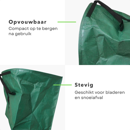 Cheqo® Tuinafvalzak - Tuinzak - Tuinafval Zak - Tuinafvalzak Opvouwbaar - Opvouwbare Tuinafvalzak - Tuinafvalzak Groen - Groene Tuinafvalzak - Tuinzak Groen - Groene Tuinzak - Tuinafvalzak Met Bodem