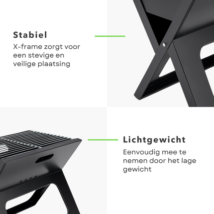 Cheqo® Draagbare Houtskoolbarbecue - Tafelbarbecue - Tafel BBQ Houtskool Barbecue Draagbaar - Camping BBQ - Staal