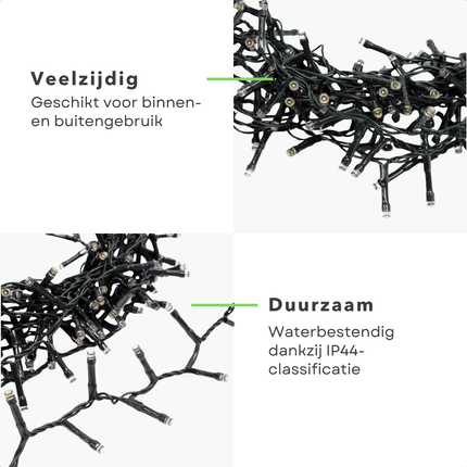 Cheqo® Kerstverlichting - Kerstlampjes - Kerstboomverlichting - LED - Warm Wit - 192 LED's - Timer Functie - Buiten & Binnen