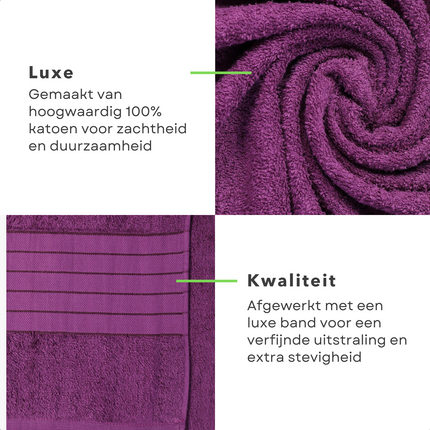 Cheqo® Handdoeken Set - Set van 8 Stuks - Bordeaux - Verschillende Maten - 100% Katoen - 500 gr/m2 - Handdoek - Hotel Kwaliteit - Handdoek Badkamer - Zware Kwaliteit - Luxe Uitvoering - Extra Zacht & Stevig - Handdoekenset - Badhanddoeken Handdoeken