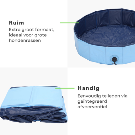 Cheqo® Hondenzwembad - Opvouwbaar Hondenzwembad - Hondenzwembad Groot - Hondenzwembad Voor Grote Honden - Hondenzwembad Blauw