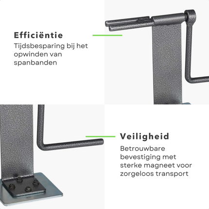 Cheqo® Opbergspoel voor Spanbanden - Magnetisch - Metaal - Spanband Oproller - Sjorband - Extra Sterk - Spanbandhouder Spanbanden