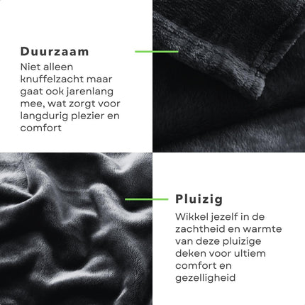 Cheqo® Fleece Deken - Groot Formaat - Wasbaar - Donkergrijs - Warmtedeken - Bovendeken - 125 x 150 cm - Polyester Fleece - Winterdeken - Warme Deken Voor Woonkamer - Fleece Plaid - Extra Comfortabel Plaids