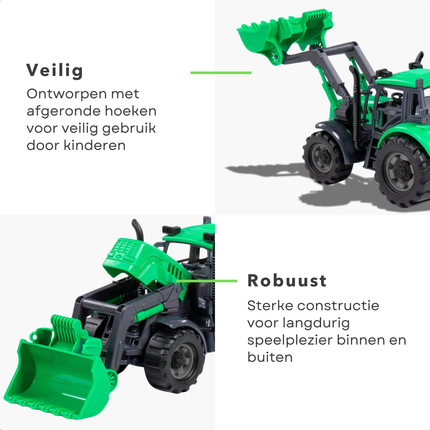 Cheqo® Tractor Speelgoed - Groene Frictie Tractor met Lader - Graafmachine - Kunststof Speelgoed voor Kinderen