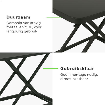 Cheqo® Verstelbare Bureauverhoger - Zit Sta Bureau Verhoger - Monitor Verhoger - Workstation - Stabureau - Ergonomische Werkplek - MDF & Metaal - Zwart