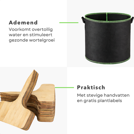 Cheqo® Plantenzakken - Kweekzakken - Plantzakken - Plantentassen - Stoffen Potten - Aardappel Kweekzak - Aardappelzak - Tomaten Kweekzak - Aardbeien Kweekzak - Kweekzak Voor Groenten