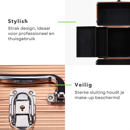 Cheqo® Make-up Koffer - Cosmetica Koffer - Make-Up Set - Grote Make Up Organizer - Professionele Beautycase - Visagiekoffer