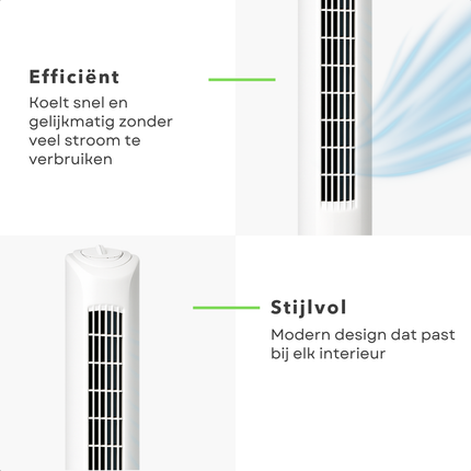 Cheqo® Torenventilator - Stille Ventilator - Vloerventilator - Ventilator Staand - Fan - Airco Alternatief - Wit