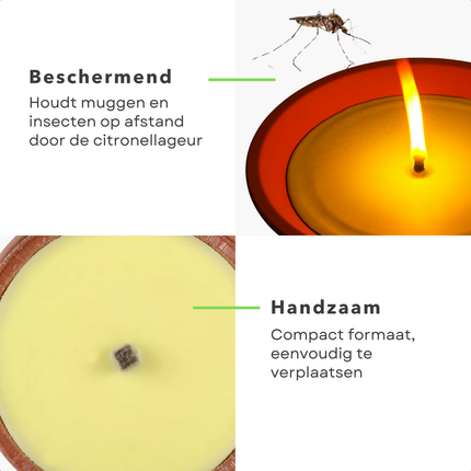 Cheqo® Citronella Kaas - Citronellakaars - Terracotta Kaars - Anti-Mug Kaars voor Buiten - Sfeerkaars
