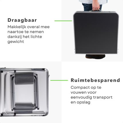 Cheqo® Inklapbare Campingtafel Set - Klaptafel - Inklapbare Tuintafel - Vouwtafel - Camping Tafel - Lichtgewicht Aluminium - Ideaal voor Kamperen