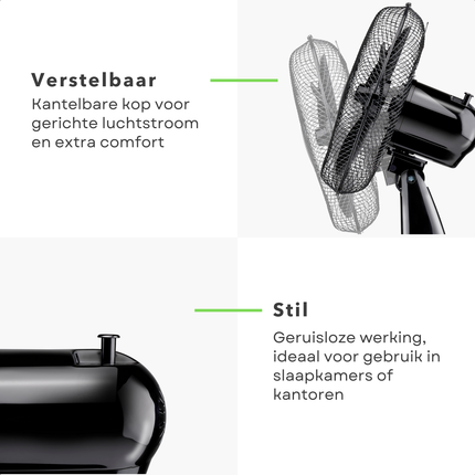 Cheqo® Tafel Ventilator - Bureau Ventilator - Tafelventilator - Airco Alternatief - Stille Aircooler - Zwart - Compact en Krachtig