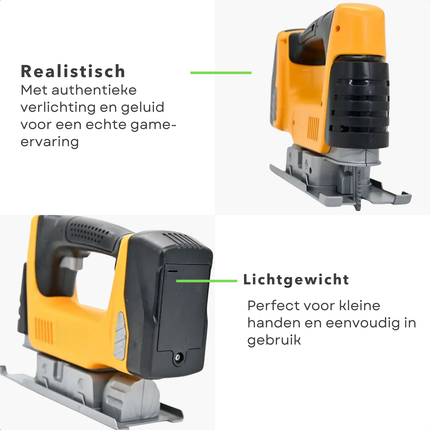 Cheqo® Speelgoed Zaagmachine - Zaag Machine Met Licht - Zaagmachine Met Geluid - ABS Materiaal - Werkt Op Batterijen - Licht En Geluid - Kindergereedschap - Speelgoed Gereedschap - Realistisch Geluid - Speelgoed Zaag