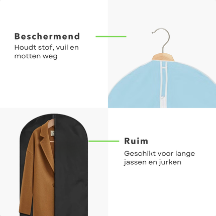 Cheqo® Kledinghoes - Kledinghoezen - Kledingzakken - Opbergzak Kleding - Ademend en Met Rits - Bescherming voor Jassen en Jurken