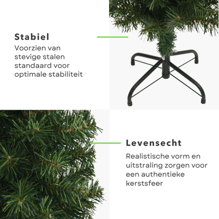 Cheqo® Kunstkerstboom Smal - Smalle Kerstboom - 120 cm - Levensecht PVC - Inclusief Standaard - Binnen/Buiten Gebruik