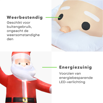 Cheqo® Opblaasbare Kerstman - Kerstman Opblaasbaar - Kerstversiering - 4,5 m - Weerbestendige Kerstdecoratie met LED - Polyester