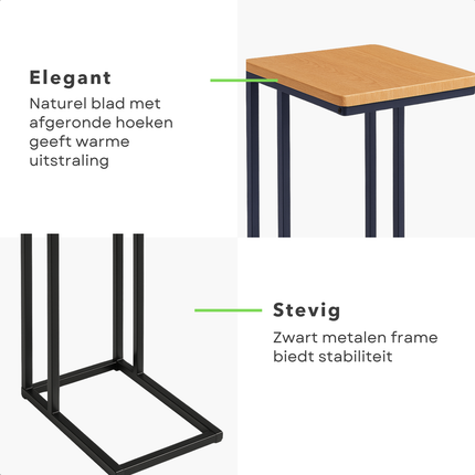 Cheqo® Bijzettafel - Bedtafel - Laptoptafel - Banktafel - Bijzettafeltje - Salontafel - Bijzet Tafel - Metaal - Marmeren MDF Tafelblad - Kleine Moderne Tafel - Hout
