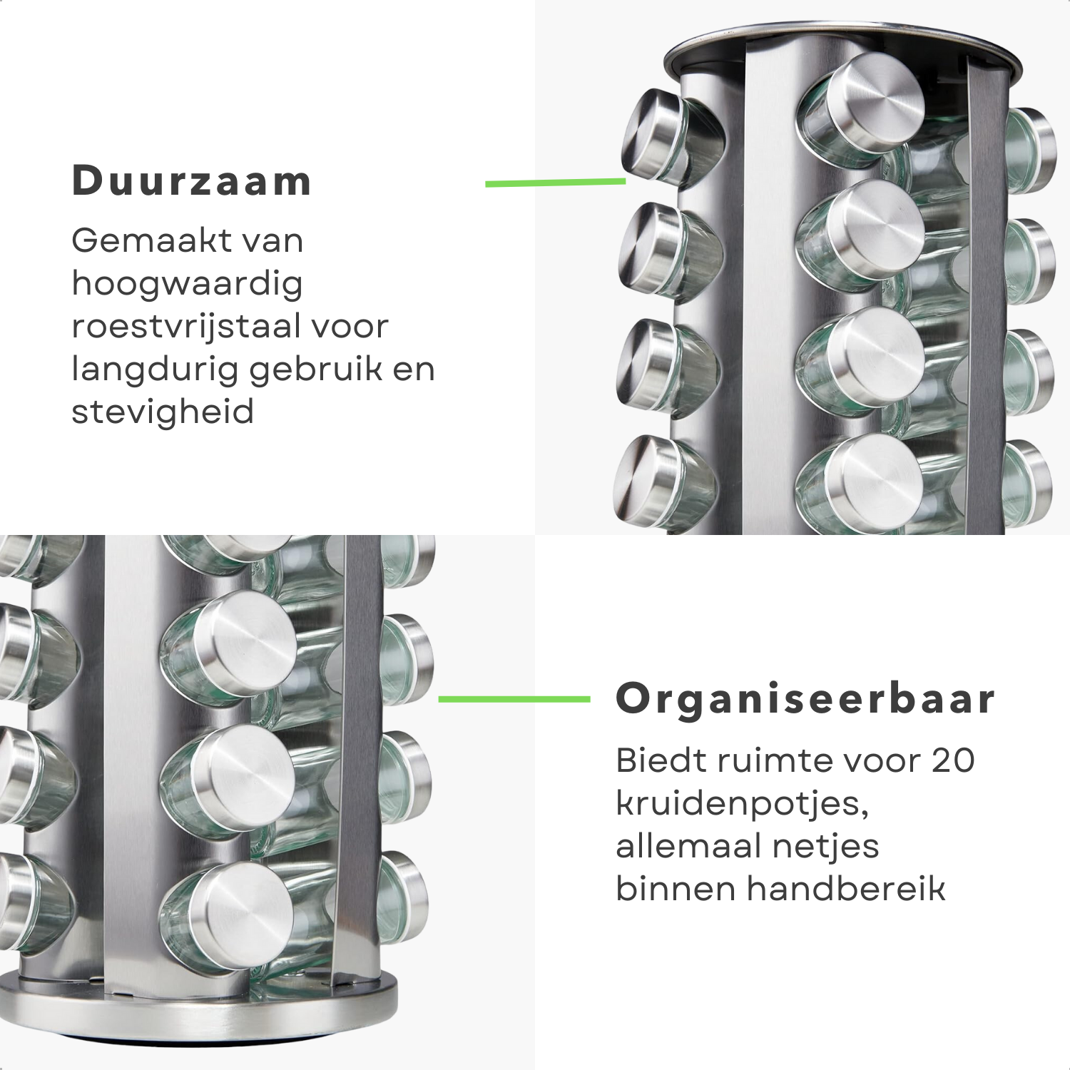 Kruidenrek met 18 Glazen Kruidenpotjes - met Labels en Stift - Koning Bamboe Kruidenrek met 18 Glazen Kruidenpotjes - met Labels en Stift - Koning Bamboe