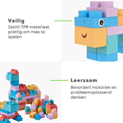 Cheqo® Grote Bouwblokken - Zachte Bouwblokken - Soft Blocks - Bouwblokken XXL - Bouwblokken Set - Bouwblokken 100 Stuks